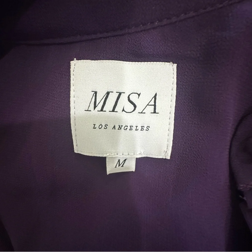 MISA Los Angeles Imelda Ruffle Tiered Mini Dress Purple Sleeveless Medium - Picture 12 of 15